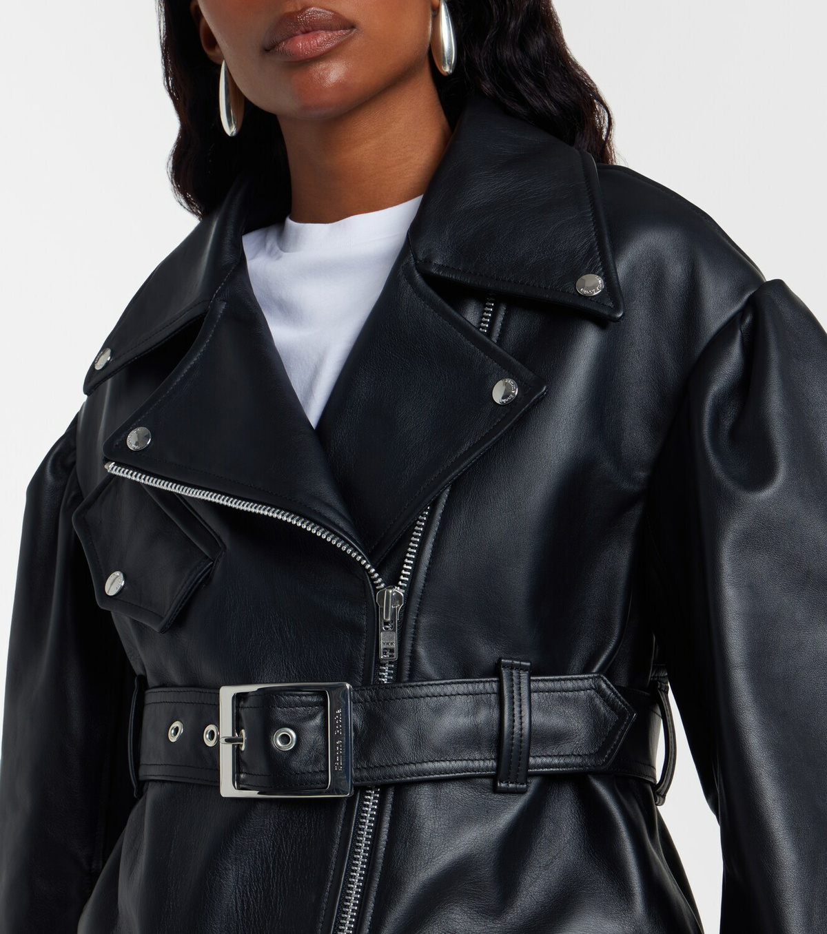 Simone Rocha Belted leather biker jacket