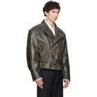 Marine Serre Gray Vintage Moon Leather Biker Jacket