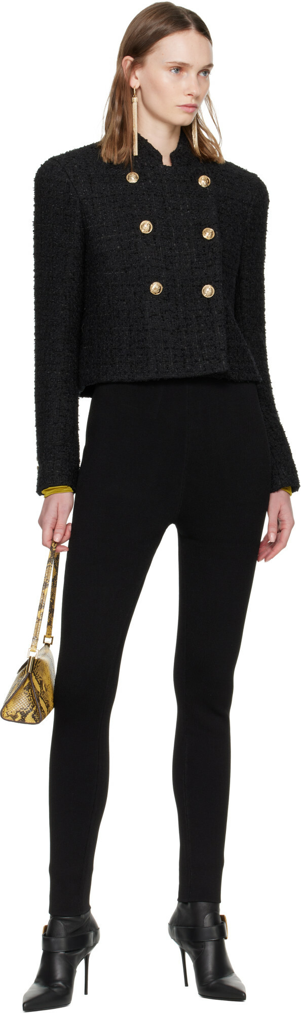 BALMAIN Black Tweed Officer Jacket