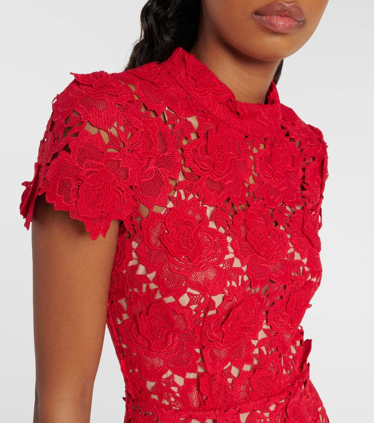 ワンピース SELF PORTRAIT DRESS (PF25013MR) Self Portrait Red Bow Embroidered Midi Dress - Red | PF25013MR