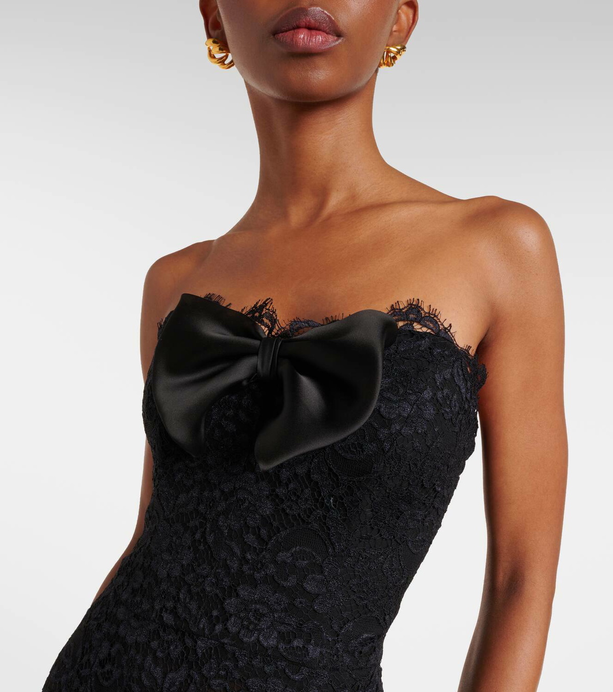 Alessandra Rich Bow-detail asymmetric lace bustier dress Alessandra Rich Alessandra Rich Bow-detail asymmetric lace bustier dress Alessandra Rich