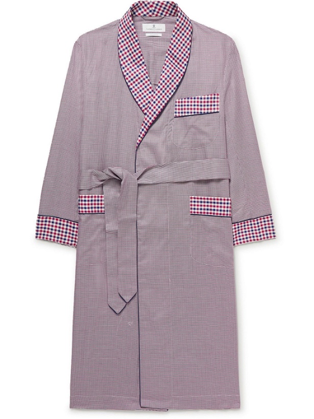 Photo: Turnbull & Asser - Piped Checked Cotton-Poplin Robe - Red