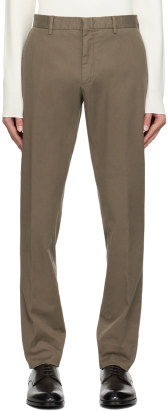 Photo: ZEGNA Taupe Four-Pocket Trousers