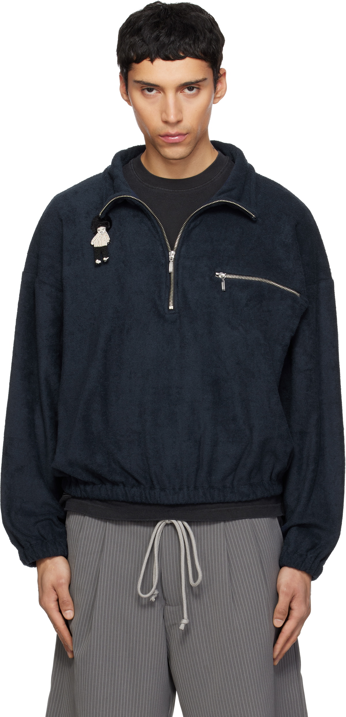 Song for the Mute Navy Zip Funnel Sweatshirt