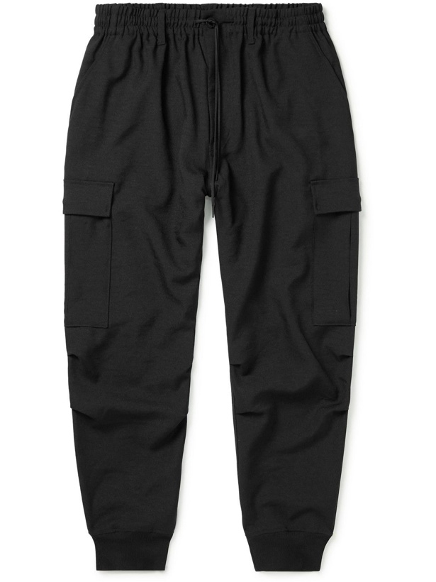 Photo: Y-3 - Tapered Jersey-Trimmed Shell Cargo Trousers - Black