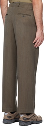 YLÈVE Brown Wool & Rayon Twill Trousers