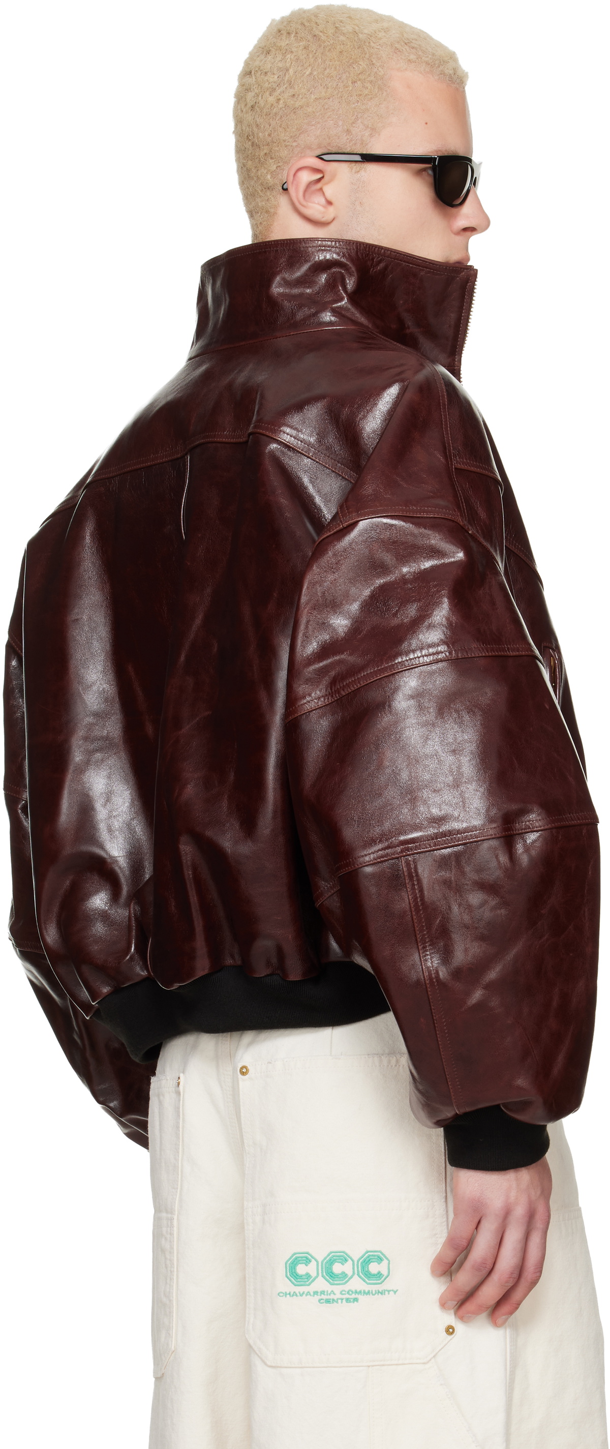 WILLY CHAVARRIA Brown Ruff Rider Leather Jacket