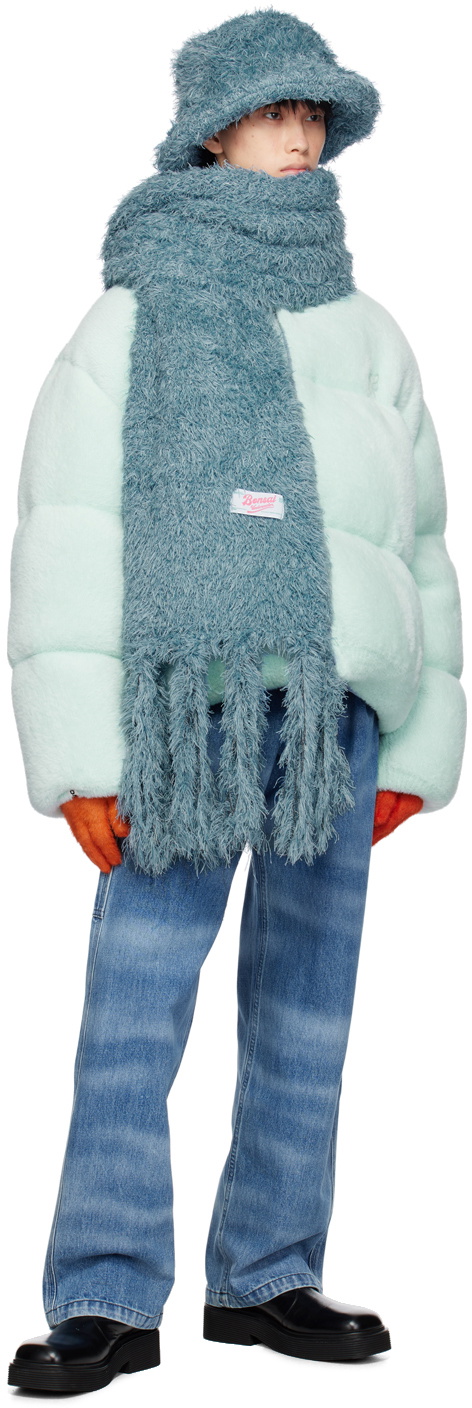 Bonsai Blue Fluffy Scarf