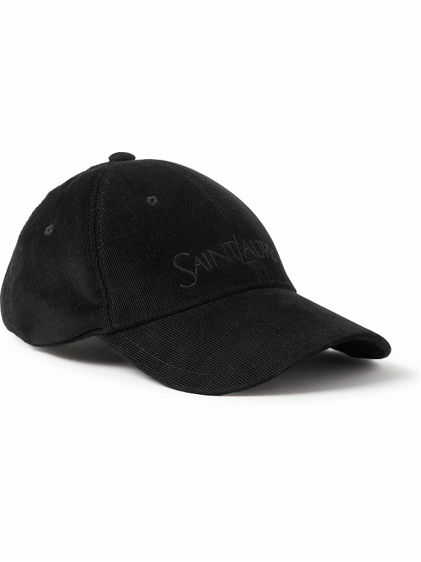 Photo: SAINT LAURENT - Logo-Embroidered Cotton-Cordurory Baseball Cap - Black