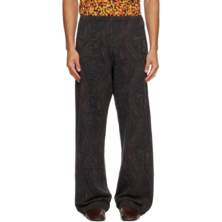 Photo: Dries Van Noten Black & Brown Printed Sweatpants
