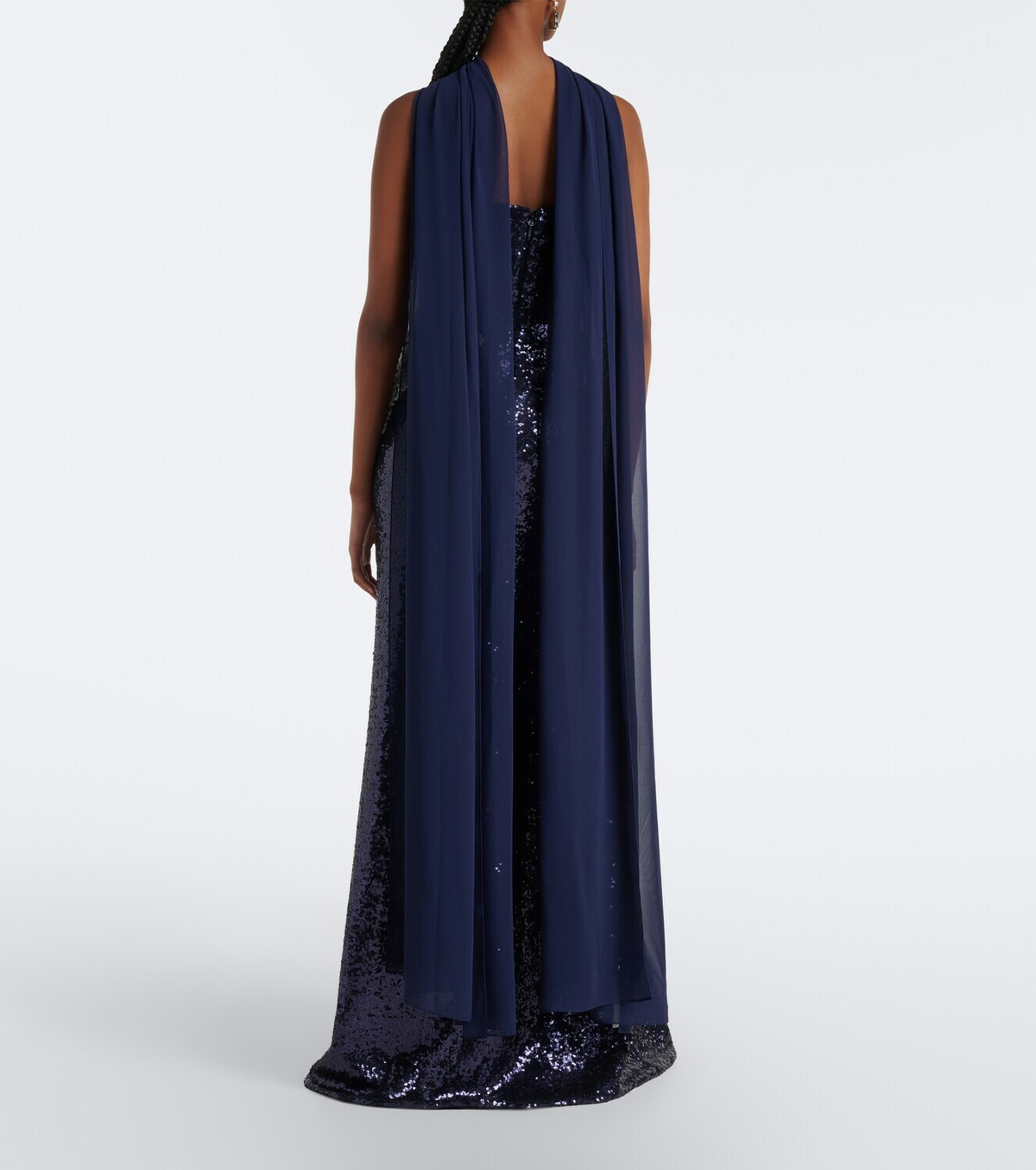 Costarellos Scarf-detail sequined bustier gown