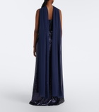 Costarellos Scarf-detail sequined bustier gown