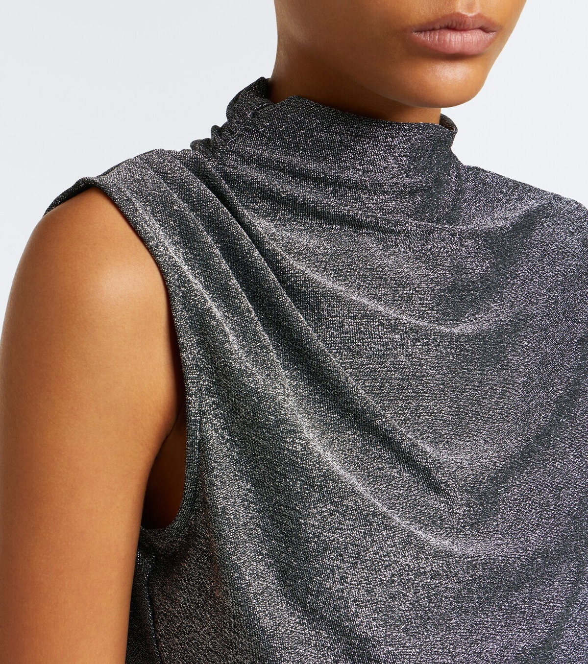 Veronica Beard Mylie jersey lamé top