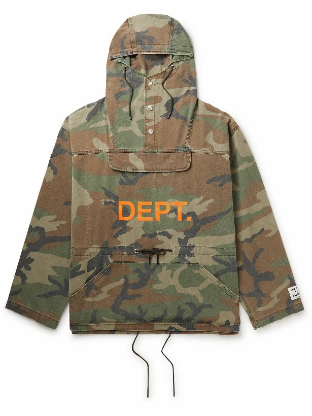 Photo: Gallery Dept. - Riley Camouflage Logo-Print Cotton-Twill Hooded Anorak - Brown