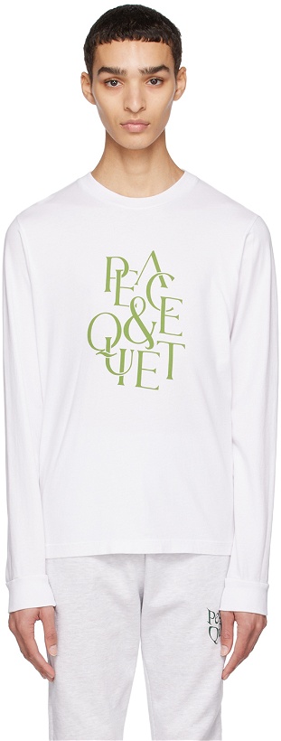 Photo: Museum of Peace & Quiet White Serif Long Sleeve T-Shirt