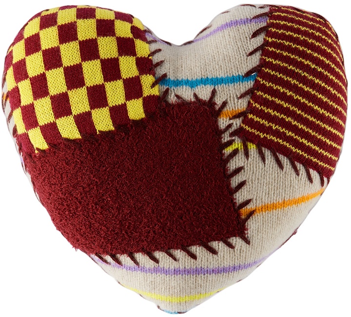 Photo: The Elder Statesman Multicolor Patchwork Heart Plushie Pillow