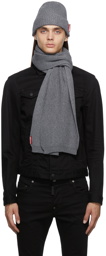 Dsquared2 Grey Rib Beanie & Scarf Set