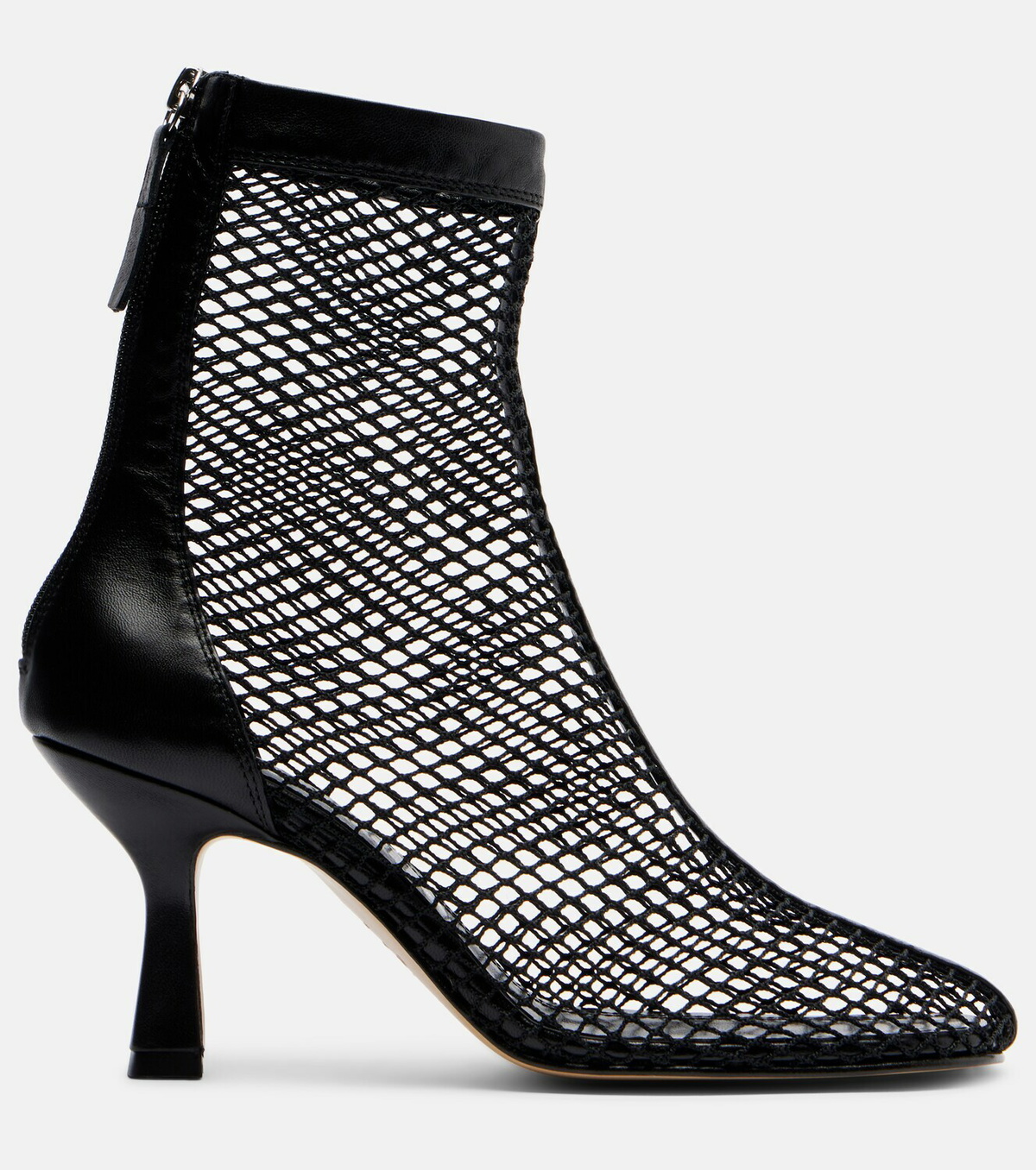 Souliers Martinez Fira leather-trimmed fishnet ankle boots
