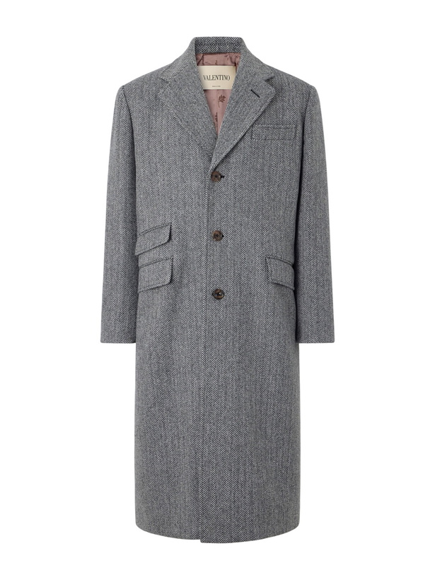 Photo: Valentino Garavani - Herringbone Virgin Wool Coat - Gray