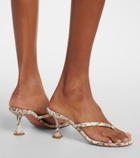 Amina Muaddi Juliette snake-print leather thong sandals