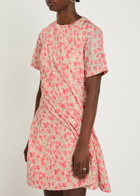 Loewe Twisted Floral-print Mini Dress White And Pink
