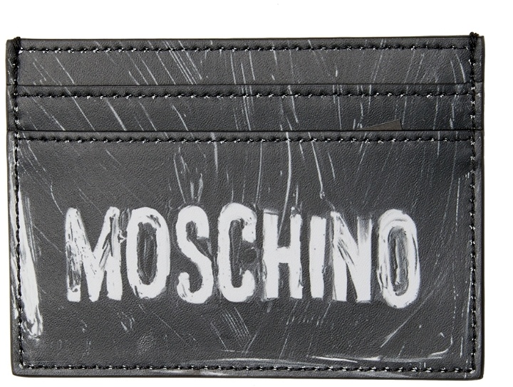 Photo: Moschino Black & White Logo Paint Card Holder