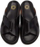 Dries Van Noten Black Leather Criss-Cross Sandals