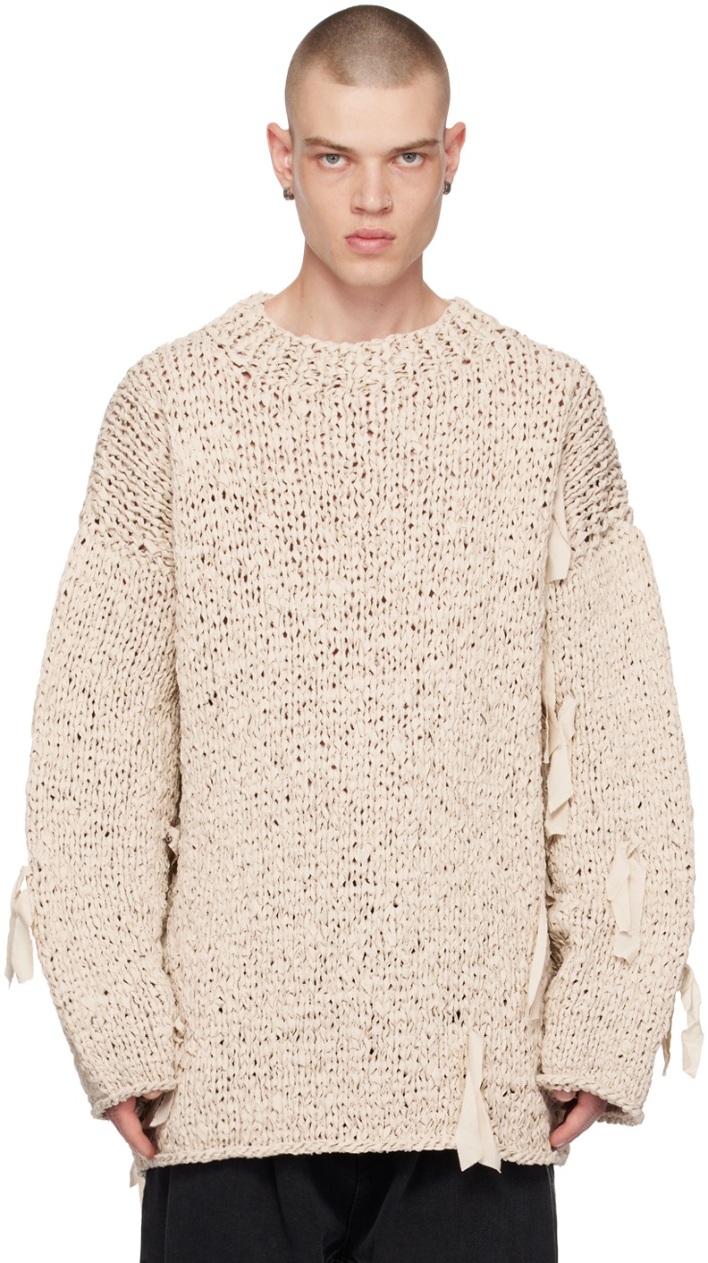 Hed Mayner Off-White Distressed Sweater Hed Mayner