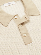 Mr P. - Crochet-Knit Cotton and Silk-Blend Polo Shirt - Neutrals