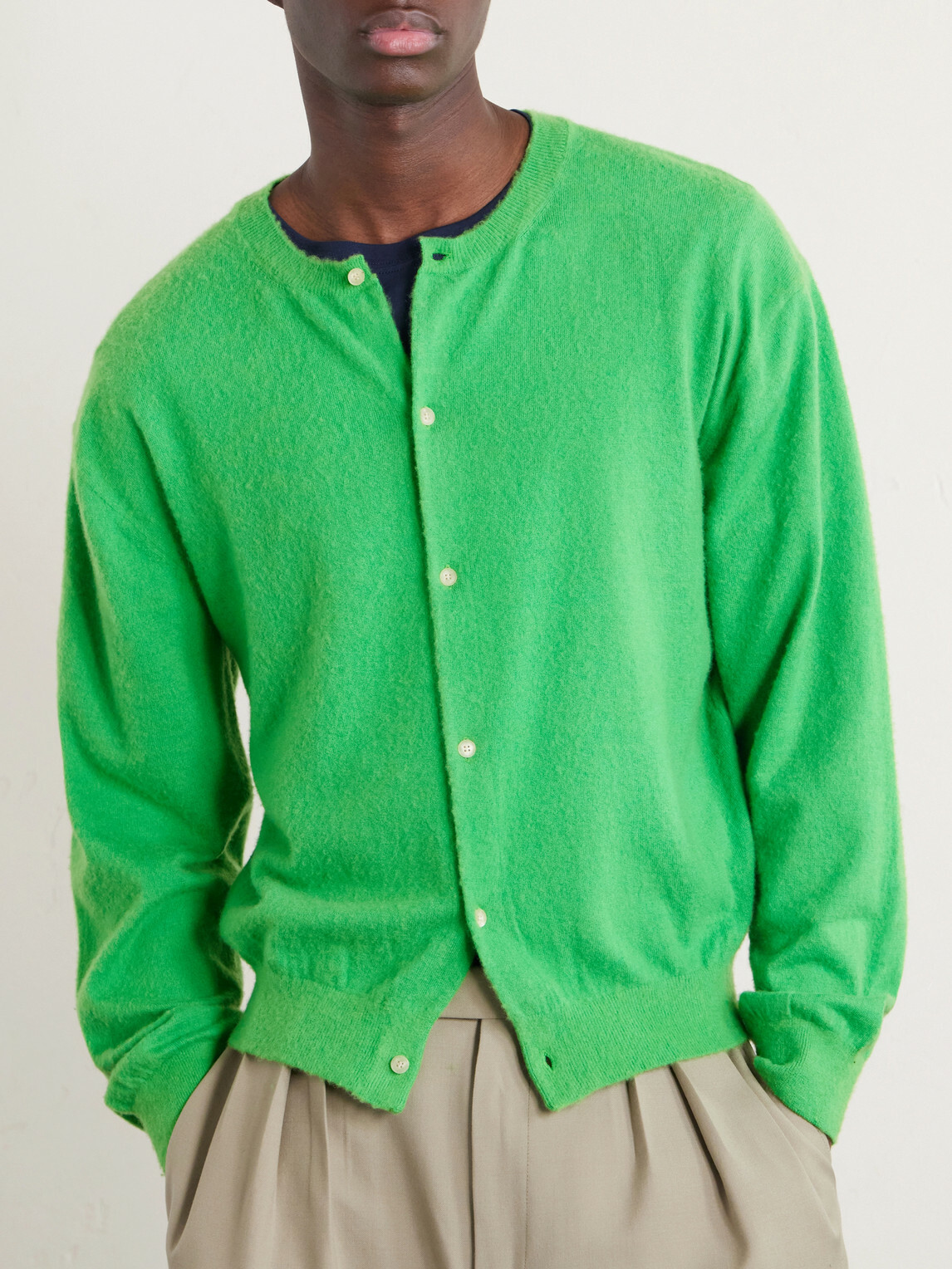 Auralee - Brushed Cashmere and Cotton-Blend Cardigan - Green