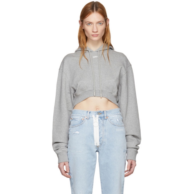 Photo: Off-White Grey Off Extra Crop Hoodie