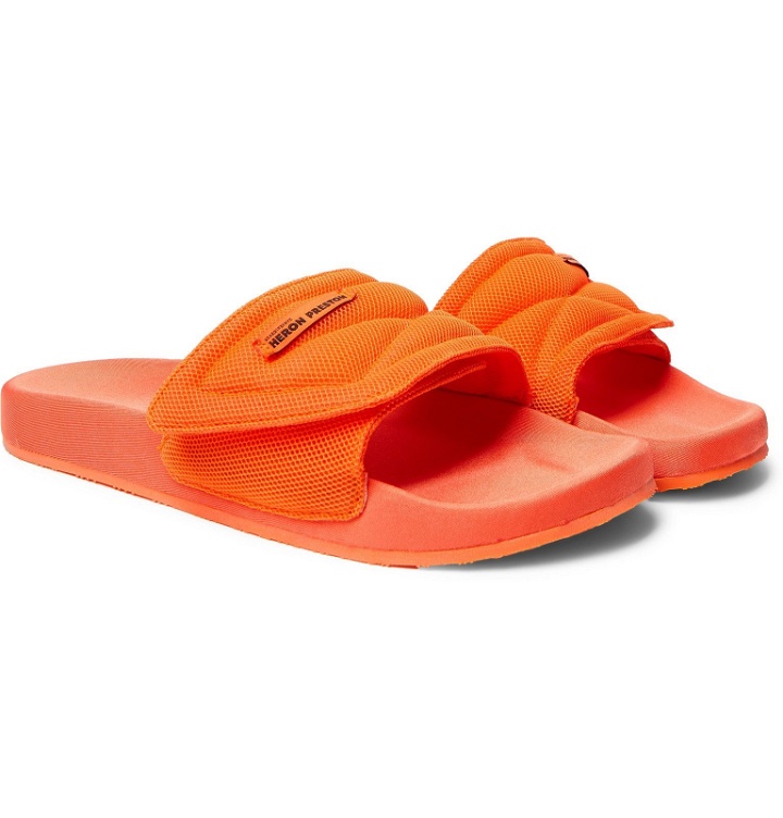 Photo: Heron Preston - Logo-Appliquéd Mesh Slides - Orange