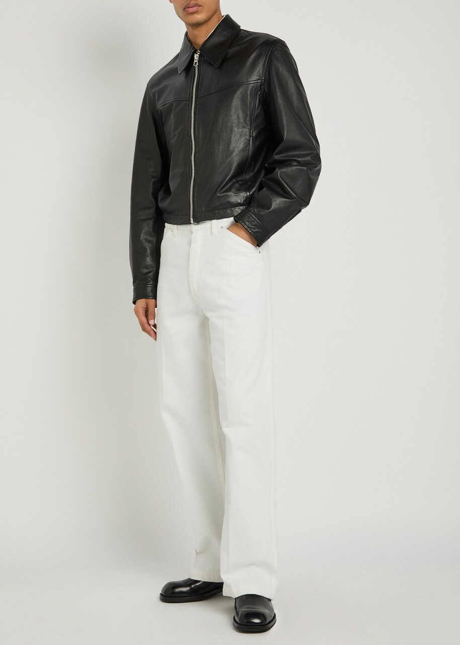 Lemaire Leather Biker Jacket Black