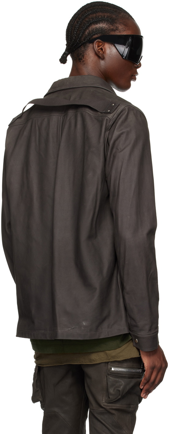 Rick Owens Gray Porterville Brad Leather Jacket Rick Owens