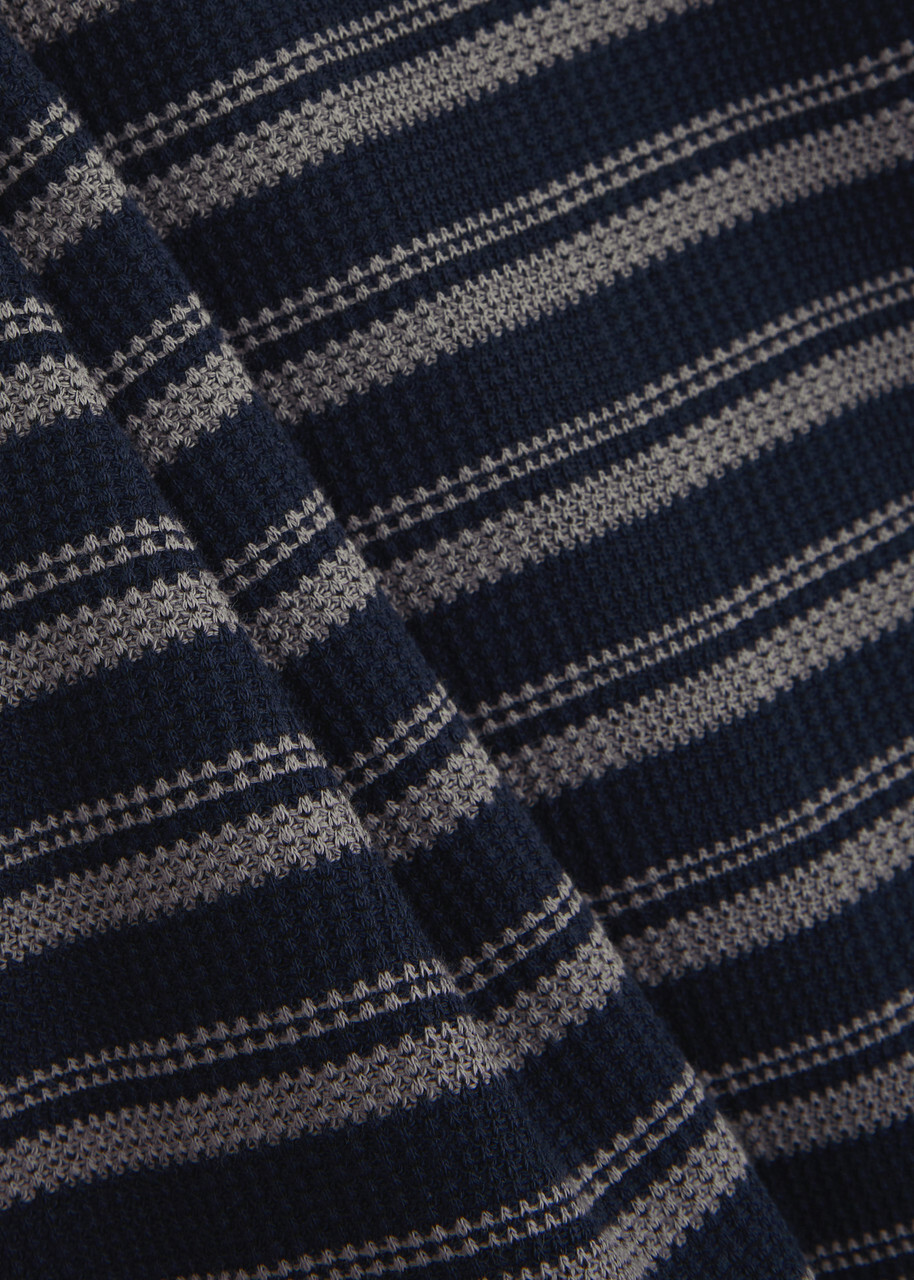 Oliver Spencer Oli's Striped Waffle-knit T-shirt Navy