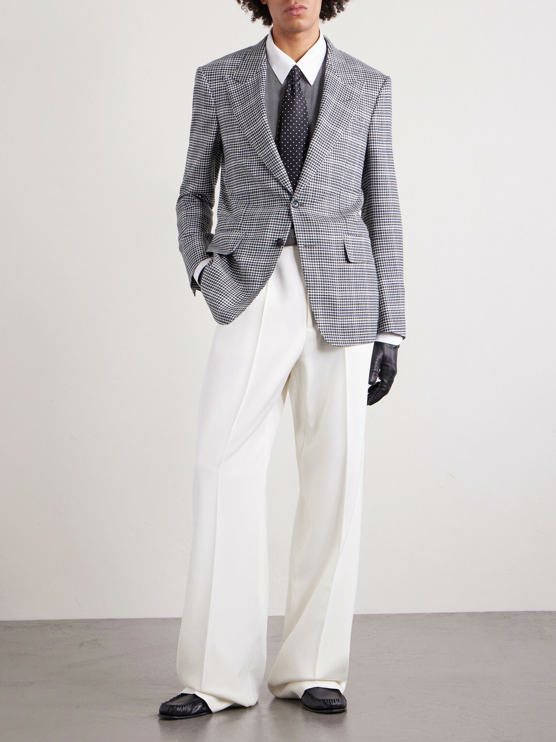 TOM FORD - Houndstooth Wool-Blend Blazer - Black