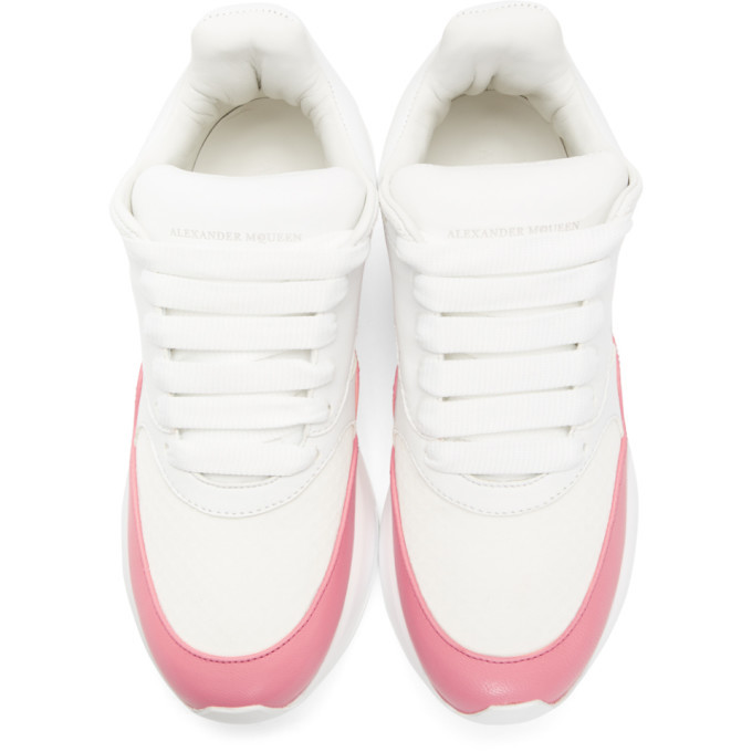 Alexander McQueen White and Pink Platform Sneakers Alexander McQueen