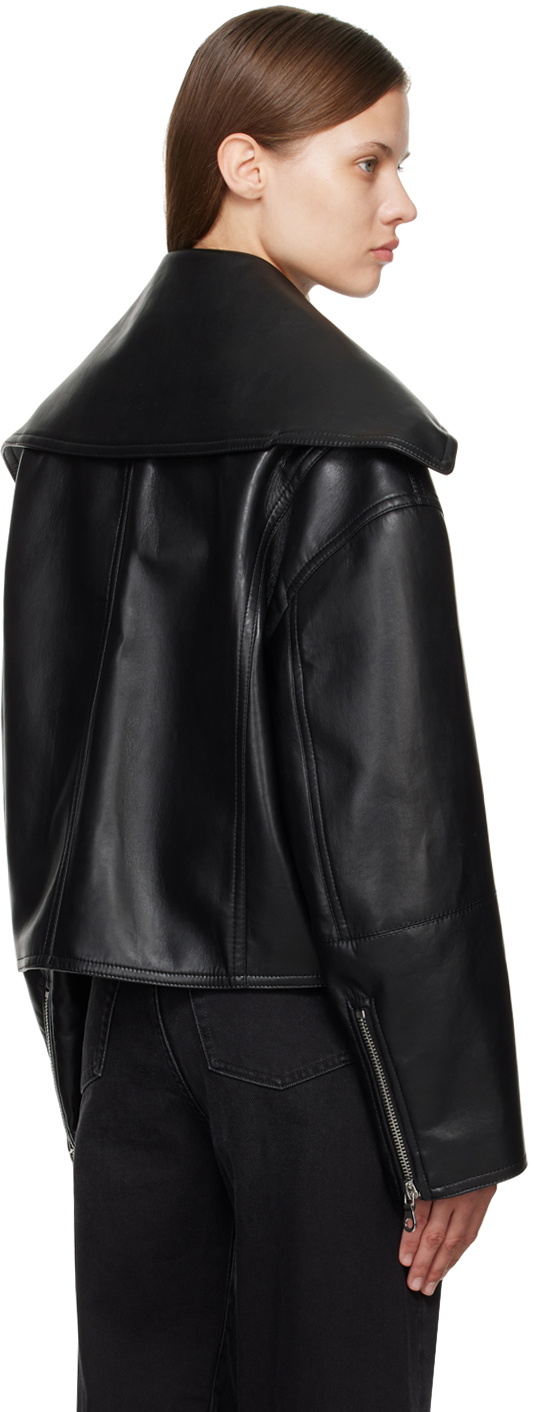 Nanushka Black Cinch Faux-Leather Jacket