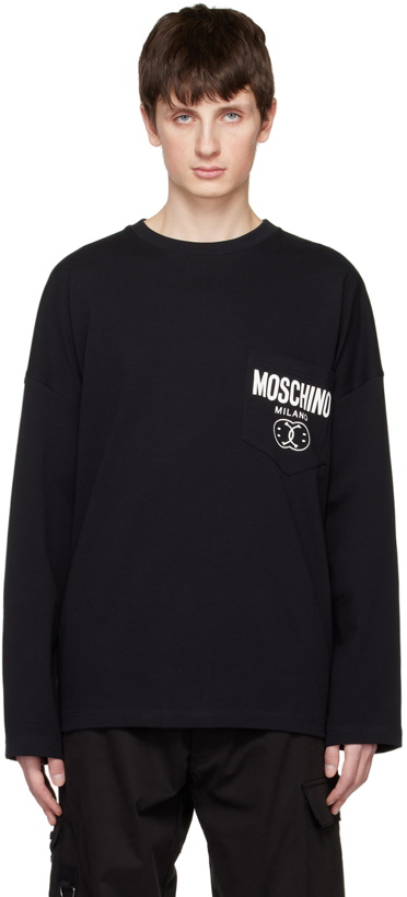 Photo: Moschino Black Double Smiley Long Sleeve T-Shirt