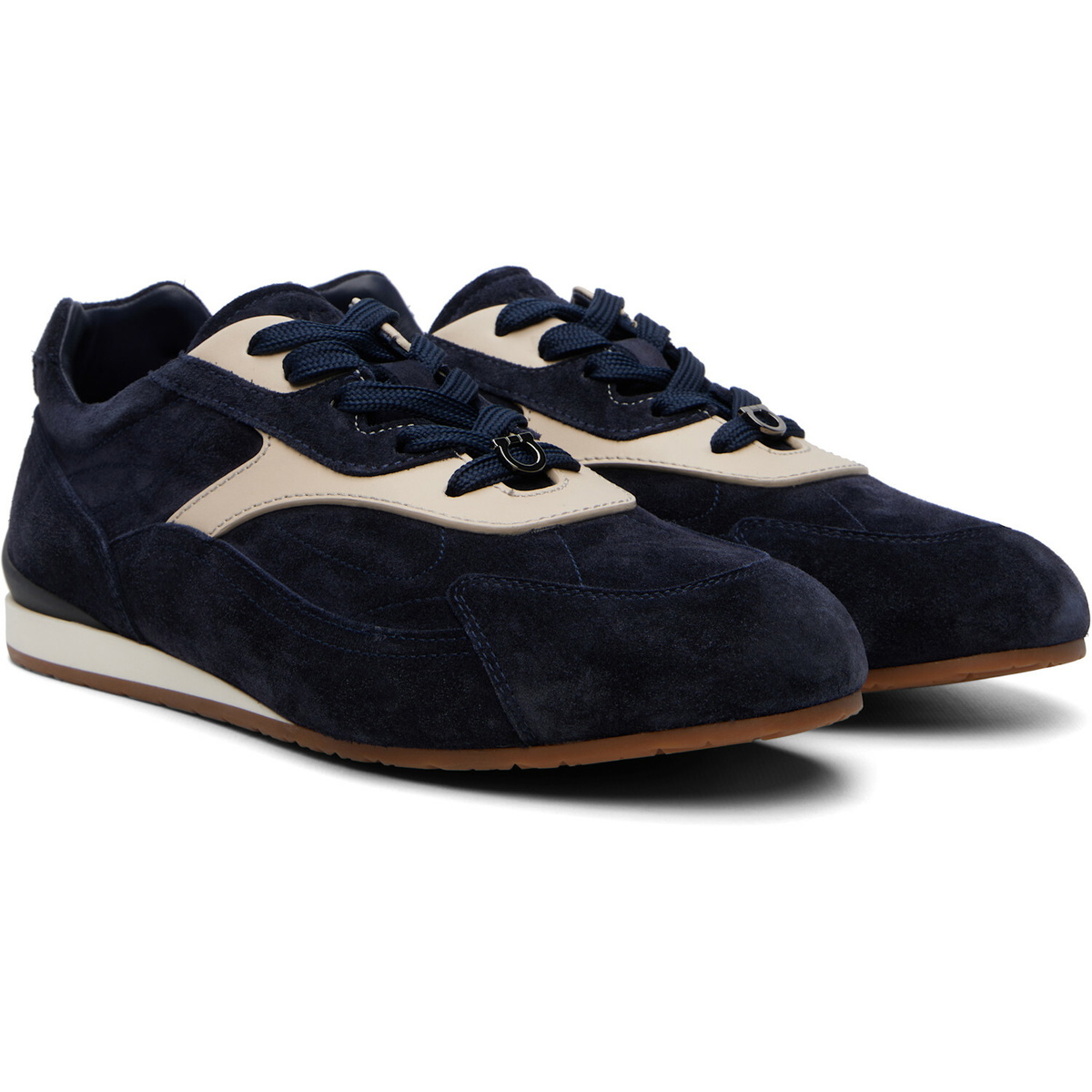 Ferragamo Navy & White Sebastien Sneakers