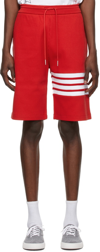 Photo: Thom Browne Red Waffle 4-Bar Shorts