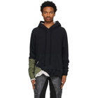 Greg Lauren Black and Army Fragment Hoodie