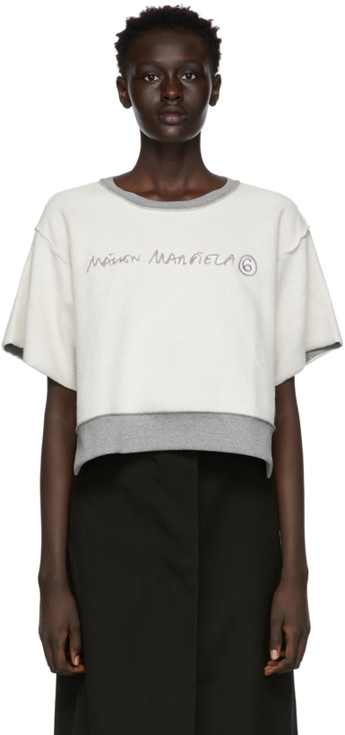 Photo: MM6 Maison Margiela Off-White Reversed Fleece Sweatshirt