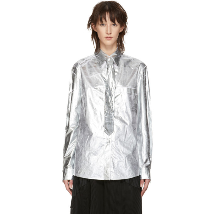 トップス MM6 silverlogo foodie Off-White & Silver Foil Sweater by MM6 Maison Margiela on Sale