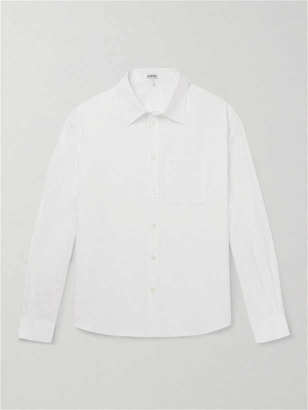 Photo: Loewe - Logo-Embroidered Cotton-Twill Shirt - White