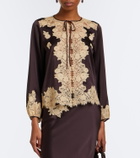 Dôen Lucine lace-trimmed silk satin blouse