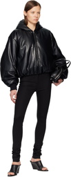 Acne Studios Black Hooded Faux-Leather Jacket