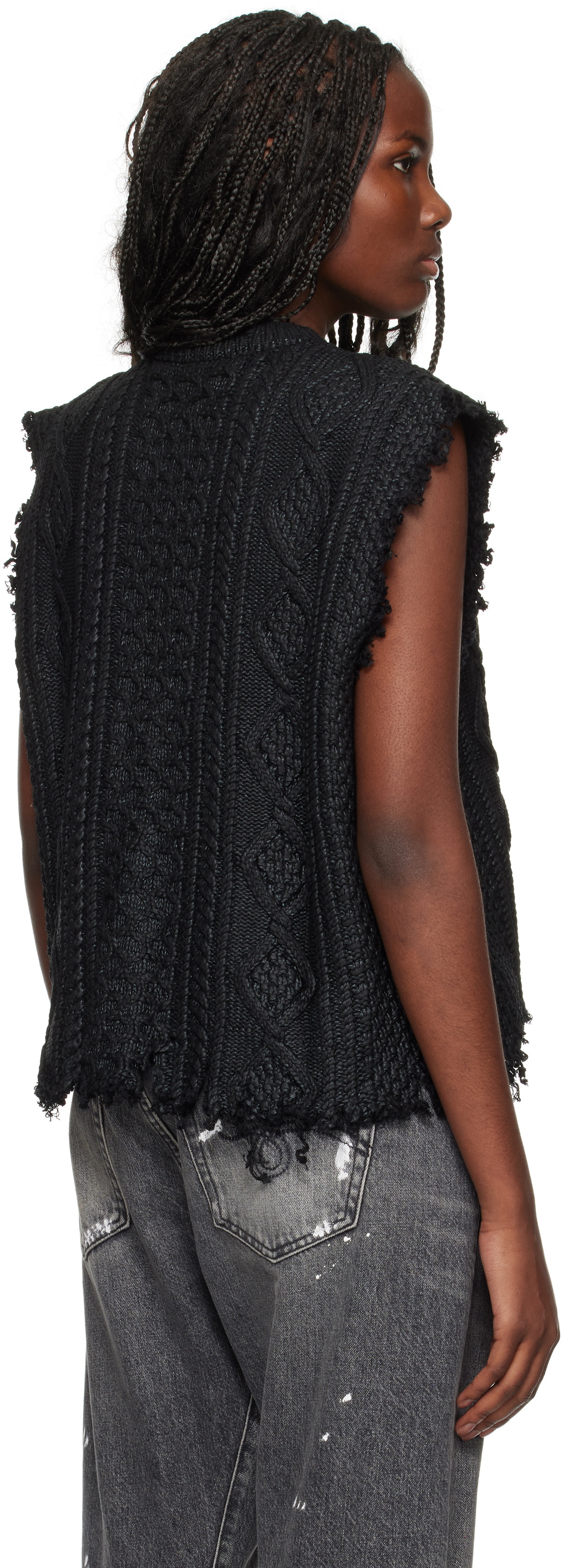 R13 Black Boyfriend Cable Sweater Vest
