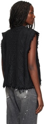 R13 Black Boyfriend Cable Sweater Vest
