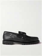 FENDI - Logo-Debossed Leather Boat Shoes - Black - UK 6